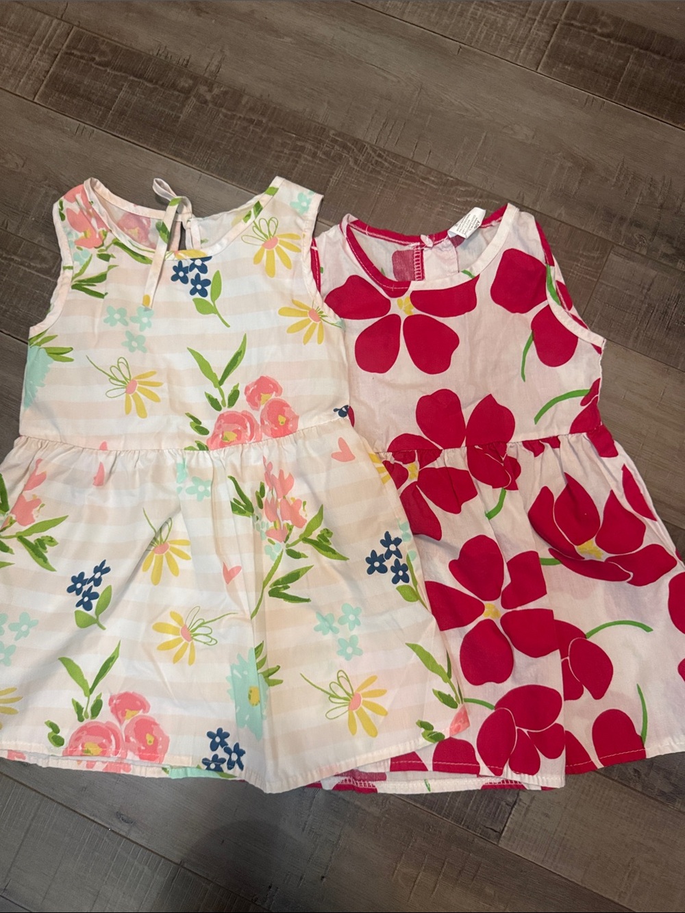 PatPat Girls Floral Sleeveless Dresses - White & Pink